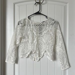 Boohoo crochet lace zip back crop top